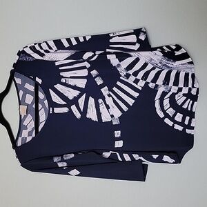 EBUH navy blue and white large abstract design top